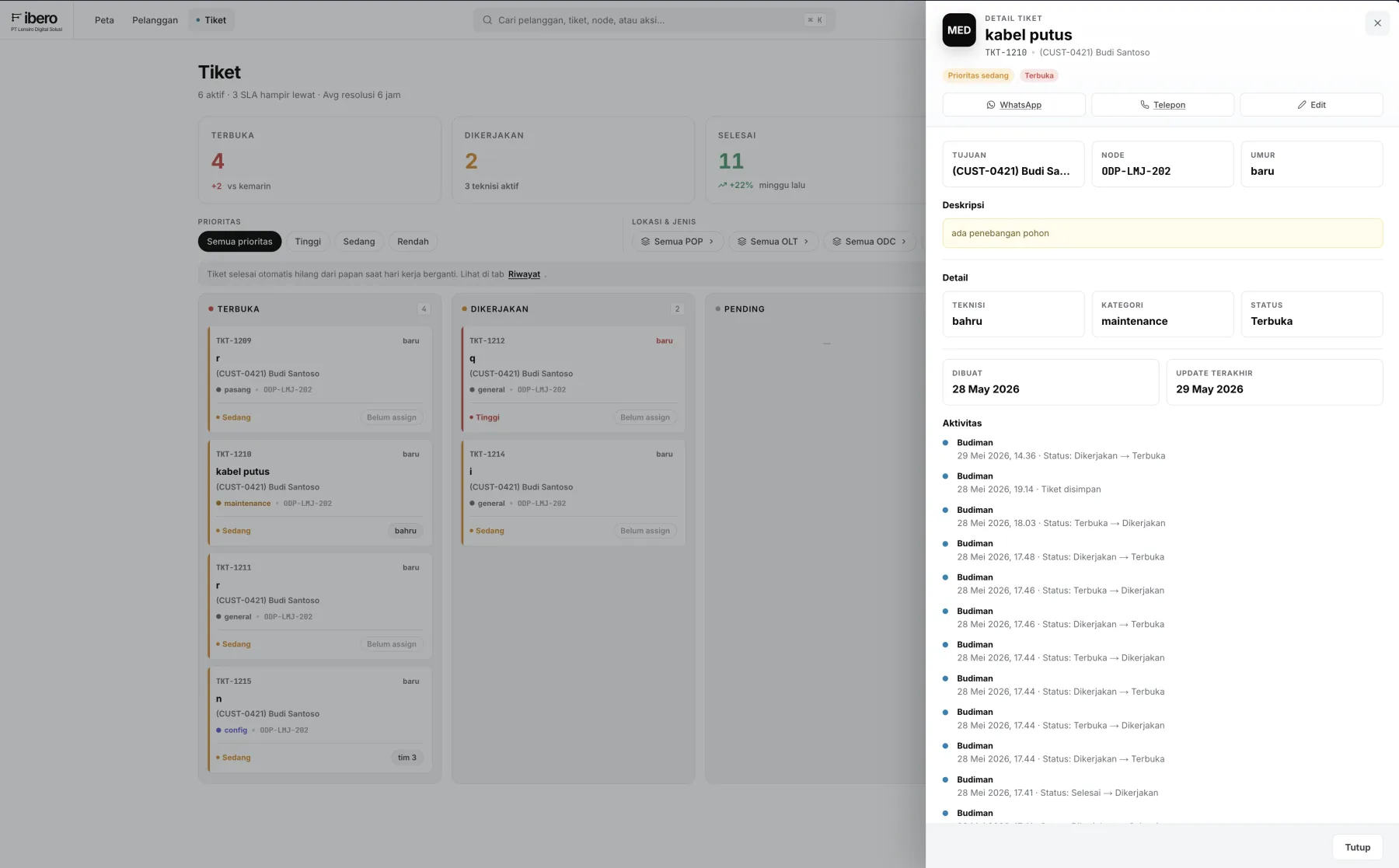 Fibero Tiket — tampilan desktop
